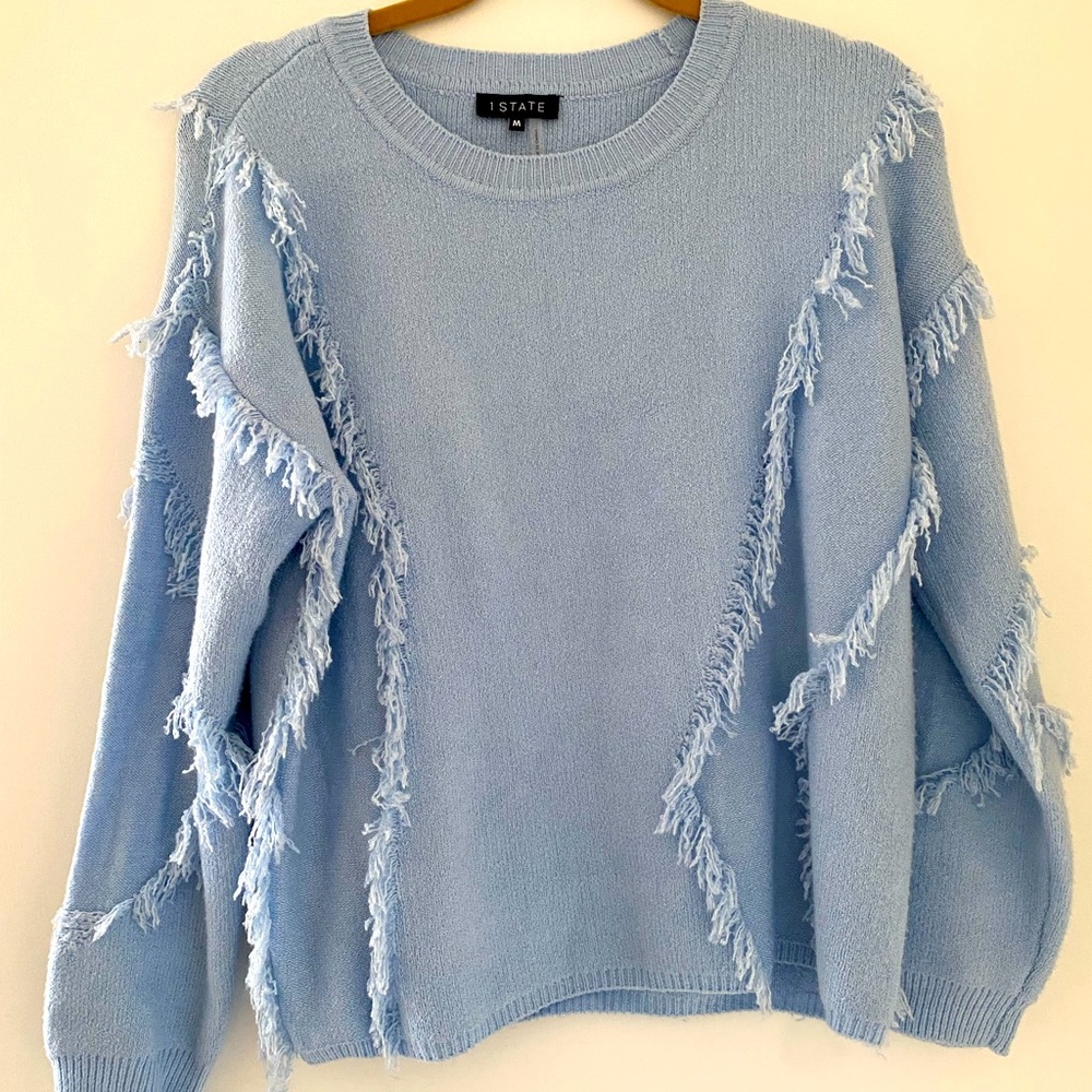 1.State 1 State Blue fray sweater